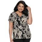 Plus Size Dana Buchman Geometric Placket Top, Women's, Size: 1xl, Med Beige