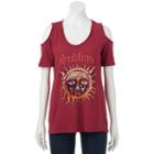 Juniors' Sublime Cold Shoulder Graphic Tee, Teens, Size: Medium, Red