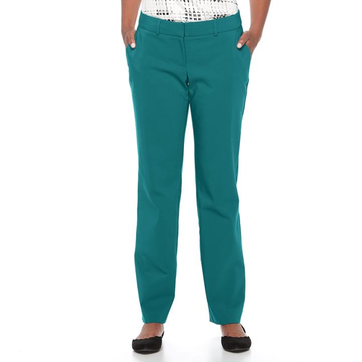 Women's Apt. 9&reg; Torie Straight-leg Dress Pants, Size: 14 Short, Turquoise/blue (turq/aqua)