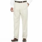 Big & Tall Savane Performance Straight-fit Pleated Pants, Men's, Size: 48x30, White