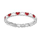 Stacks And Stones Sterling Silver Heart Stack Ring, Women's, Size: 5, Red