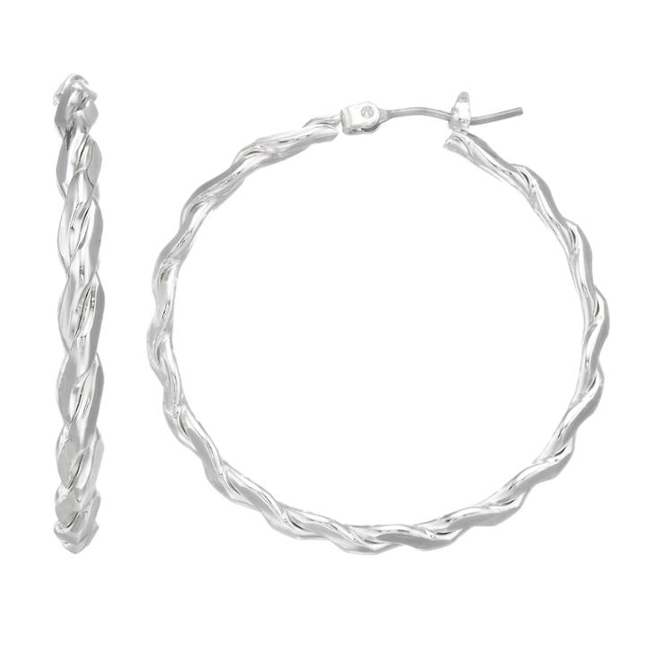 Napier Twisted Silver-tone Hoop Earrings, Women's, Silver