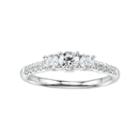 14k White Gold 3/4 Carat T.w. Diamond 3-stone Anniversary Ring, Women's, Size: 7