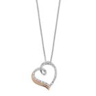Tri Tone Sterling Silver 1/10 Carat T.w. Diamond Heart Pendant, Women's, Size: 18, White