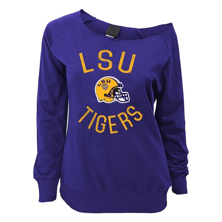 Juniors' Lsu Tigers Flashdance Slouch Crewneck, Teens, Size: Medium, Purple