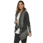 Women's Dana Buchman Houndstooth-trim Draped Open-front Cardigan, Size: Medium, Black
