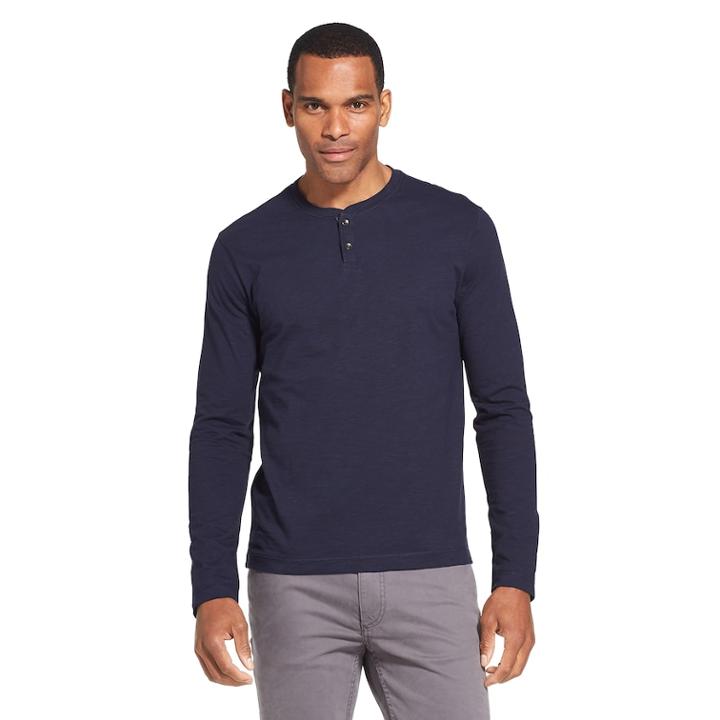 Men's Van Heusen Never Tuck Slim-fit Henley, Size: Xl, Blue