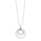 Long Textured Circle Pendant Necklace, Women's, Silver