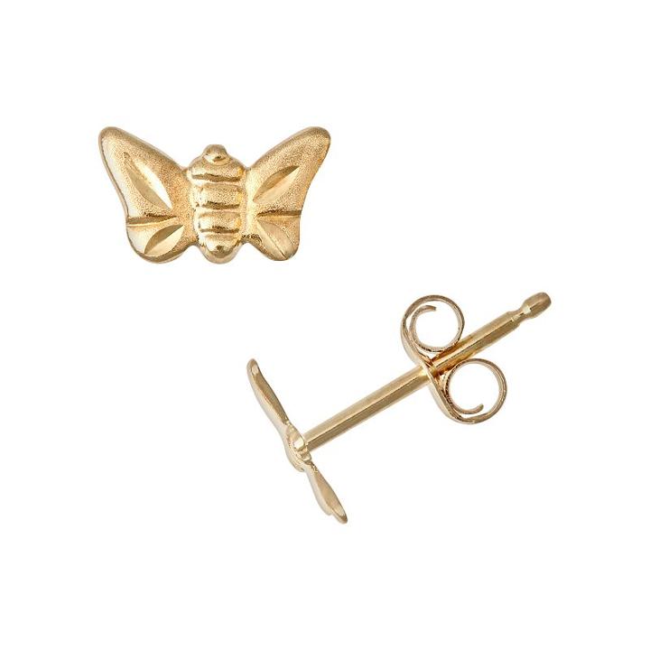14k Gold Butterfly Stud Earrings - Kids, Girl's, Yellow
