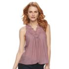 Women's Harve Benard Crochet-trim Tank, Size: Medium, Light Pink