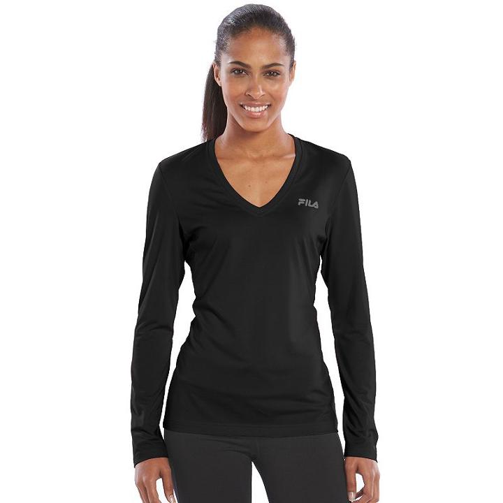 Women's Fila Sport&reg; Basic Workout Long Sleeve Tee, Size: Xl, Black