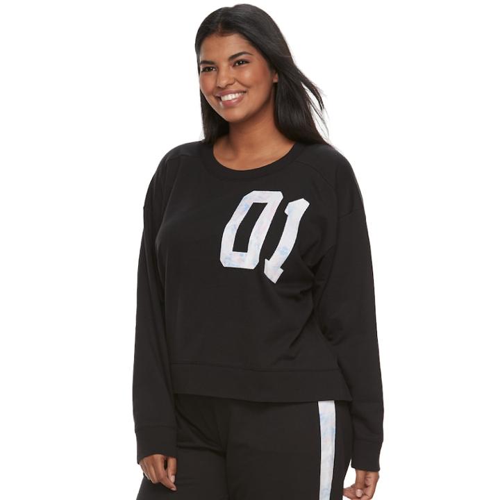 Juniors' Plus Size So&reg; Pajamas: Graphic Sweatshirt, Teens, Size: 1xl, Black