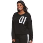 Juniors' Plus Size So&reg; Pajamas: Graphic Sweatshirt, Teens, Size: 1xl, Black