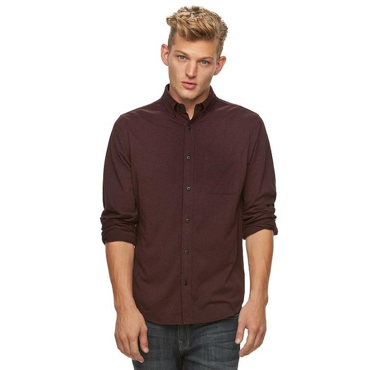 Men's Rock & Republic&reg; Nep Button-down Shirt, Size: Xl, Dark Red