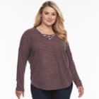 Plus Size Jennifer Lopez Embellished Crisscross Top, Women's, Size: 1xl, Purple