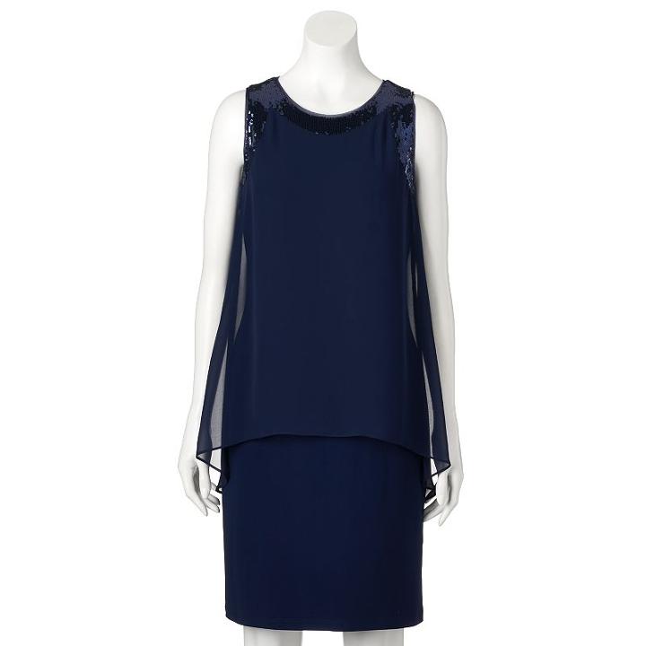 Women's Scarlett Sequin Popover Sheath Dress, Size: 10, Blue (navy)