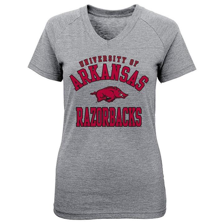 Girls 4-6x Arkansas Razorbacks University Stack Tee, Girl's, Size: S(4), Med Grey