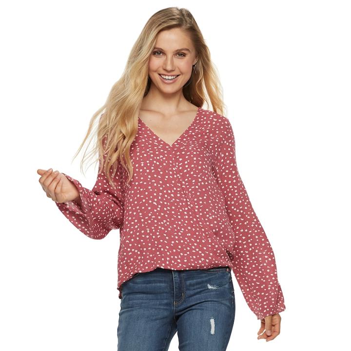 Juniors' Grayson Threads Wrap Front Woven Top, Teens, Size: Medium, Pink