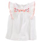 Girls 4-8 Oshkosh B'gosh&reg; Embroidered-yoke Top, Size: 6x, White