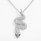 Sophie Miller Sterling Silver Black And White Cubic Zirconia Snake Pendant, Women's, Size: 18