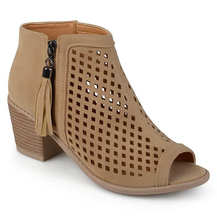 Journee Collection Pixie Women's Peep Toe Ankle Boots, Girl's, Size: 6, Lt Brown