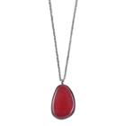 Long Red Stone Pendant Necklace, Women's, Dark Red