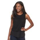Petite Apt. 9&reg; Crochet Overlay Tank, Women's, Size: M Petite, Black