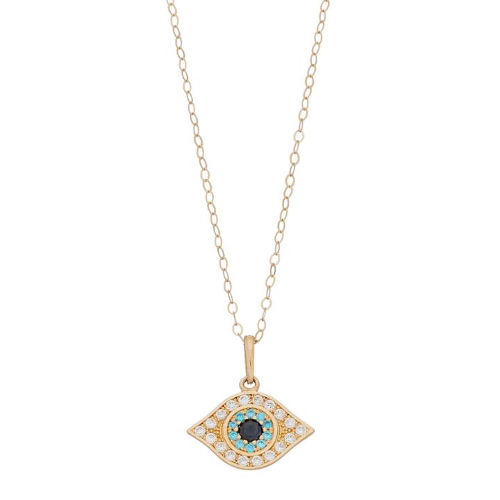 10k Gold Cubic Zirconia Evil Eye Pendant Necklace, Women's, Size: 18, Blue