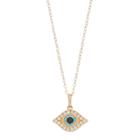 10k Gold Cubic Zirconia Evil Eye Pendant Necklace, Women's, Size: 18, Blue