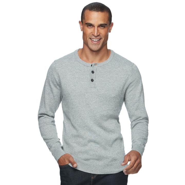 Men's Sonoma Goods For Life&trade; Coolmax Classic-fit Henley, Size: Xl, Med Grey