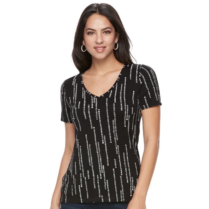 Women's Apt. 9&reg; Essential V-neck Tee, Size: Small, Oxford