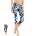 Women's Marika Ava Reversible Graphic Yoga Capris, Size: Large, Turquoise/blue (turq/aqua)