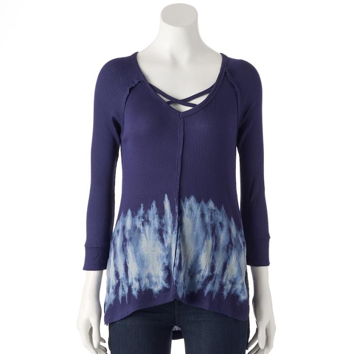 Women's French Laundry Strappy Tie-dye Tunic, Size: Large, Dark Blue