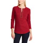 Women's Chaps Embellished Henley Top, Size: Xs, Red
