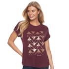 Women's Apt. 9&reg; Adorn Graphic Tee, Size: Small, Dark Red