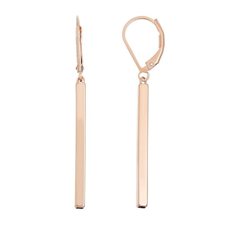 18k Rose Gold Over Silver Stick Drop Earrings, Women's, Pink