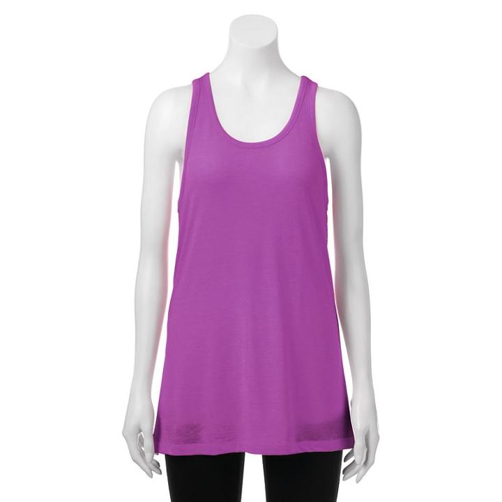 Juniors' So&reg; Mesh Back Racerback Tunic Tank, Girl's, Size: Xl, Med Purple