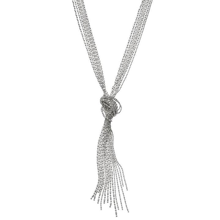 Knotted Multi Strand Necklace, Women's, Silver