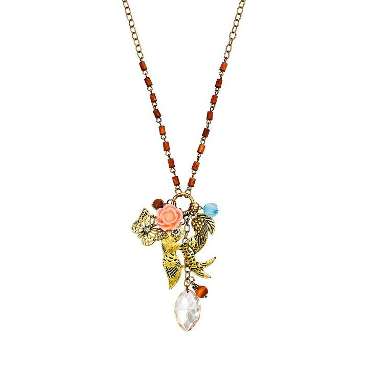 Mudd&reg; Gold Tone Simulated Crystal And Bead Statement Bird Pendant, Girl's, Multicolor