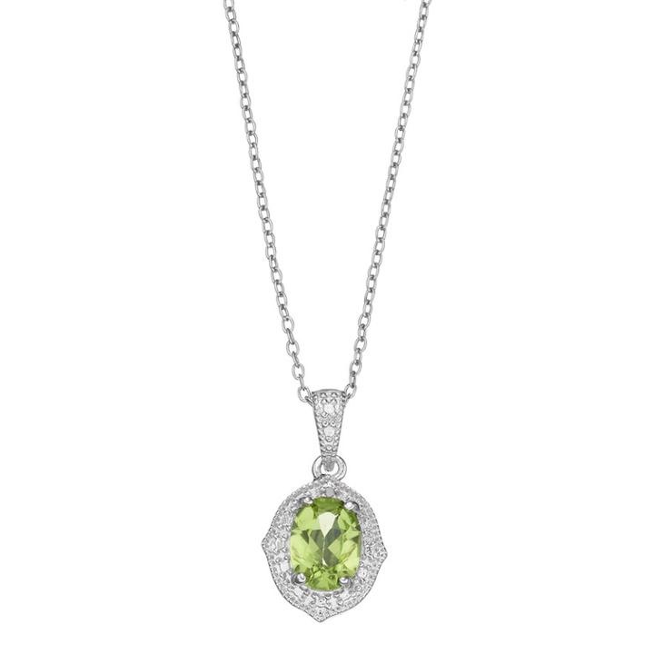 Radiant Gem Sterling Silver Peridot & Diamond Accent Pendant, Women's, Size: 18, Green Oth