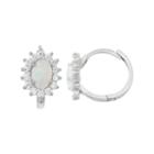 Junior Jewels Kids' Sterling Silver Lab-created Opal Flower Hoop Earrings, Girl's, White