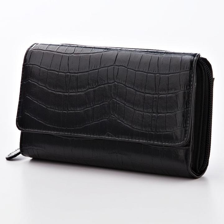 Croft & Barrow&reg; Faux-crocodile Clutch Organizer, Women's, Black