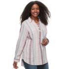 Plus Size Sonoma Goods For Life&trade; Lace-up Shirt, Women's, Size: 2xl, Light Pink