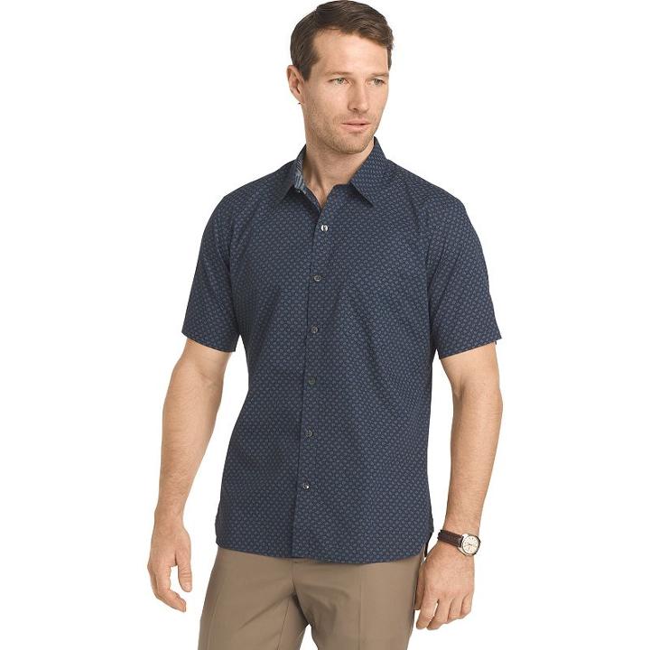 Men's Van Heusen Regular-fit Never Tuck Button-down Shirt, Size: Xxl, Blue Other
