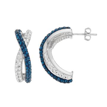 Chrystina Crystal Twist C-hoop Earrings, Women's, Blue
