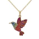 Crystal 14k Gold Over Silver Hummingbird Pendant Necklace, Women's, Size: 18, Multicolor