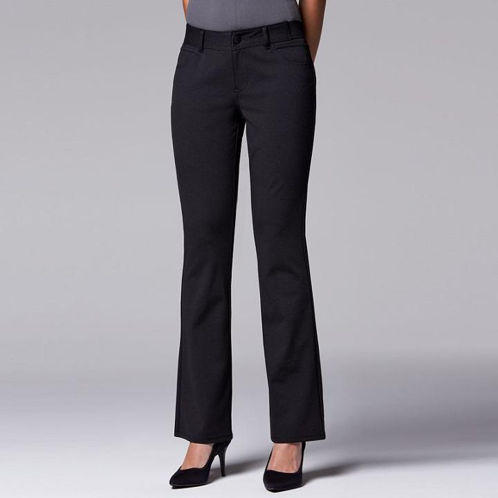 Women's Simply Vera Vera Wang Bootcut Ponte Pants, Size: Large, Black