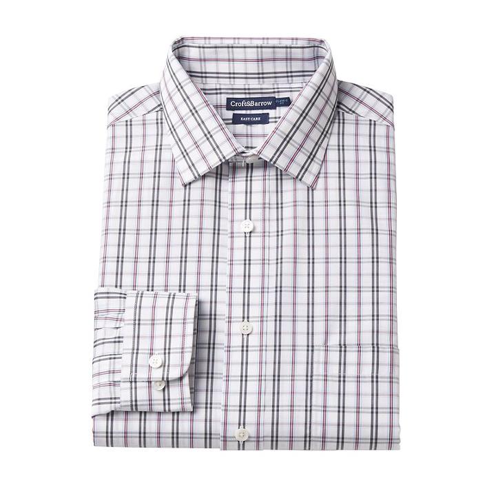 Men's Croft & Barrow&reg; Fitted Solid Easy Care Spread-collar Dress Shirt, Size: 18 36/37, Brt Pink