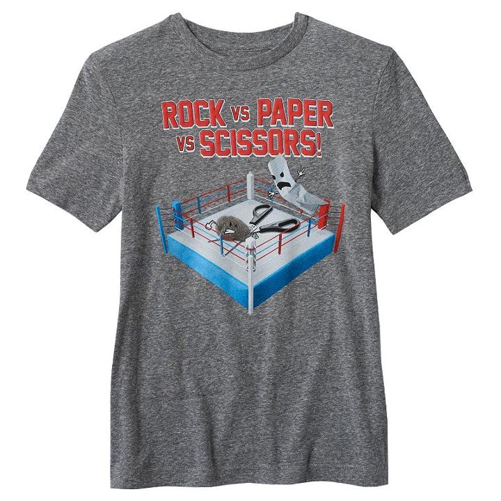 Boys 8-20 Rock, Paper, Scissors Tee, Boy's, Size: Large, Grey