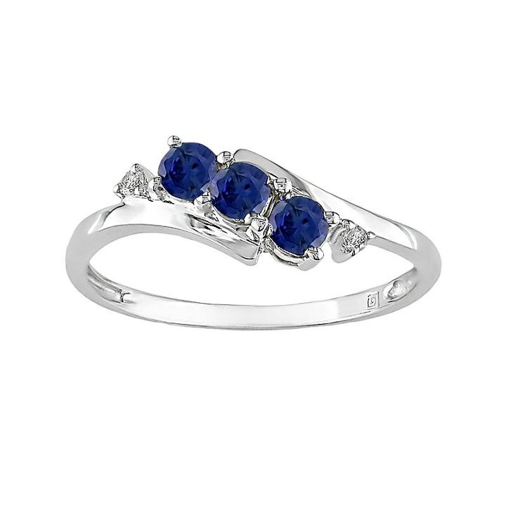 10k White Gold Lab-created Sapphire And Diamond Accent Bypass Ring, Women's, Size: 7, Blue